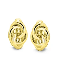 Bling Jewelry Interlocking Rope Love Knot Clip On Earrings For Non Pierced Ears Polished Gold Silver Plated Brass