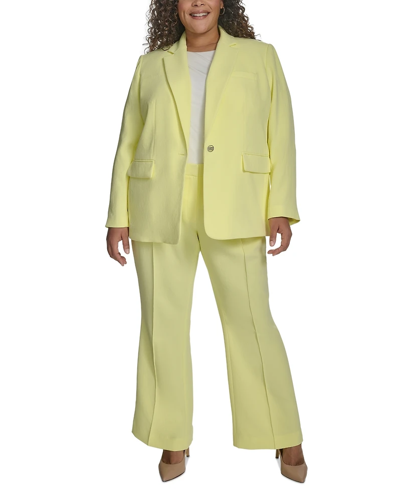 Dkny Plus Notched-Collar One-Button Crepe Blazer