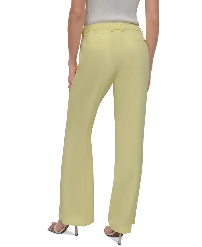 Dkny Petite Mid-Rise Pleated Flare-Leg Pants
