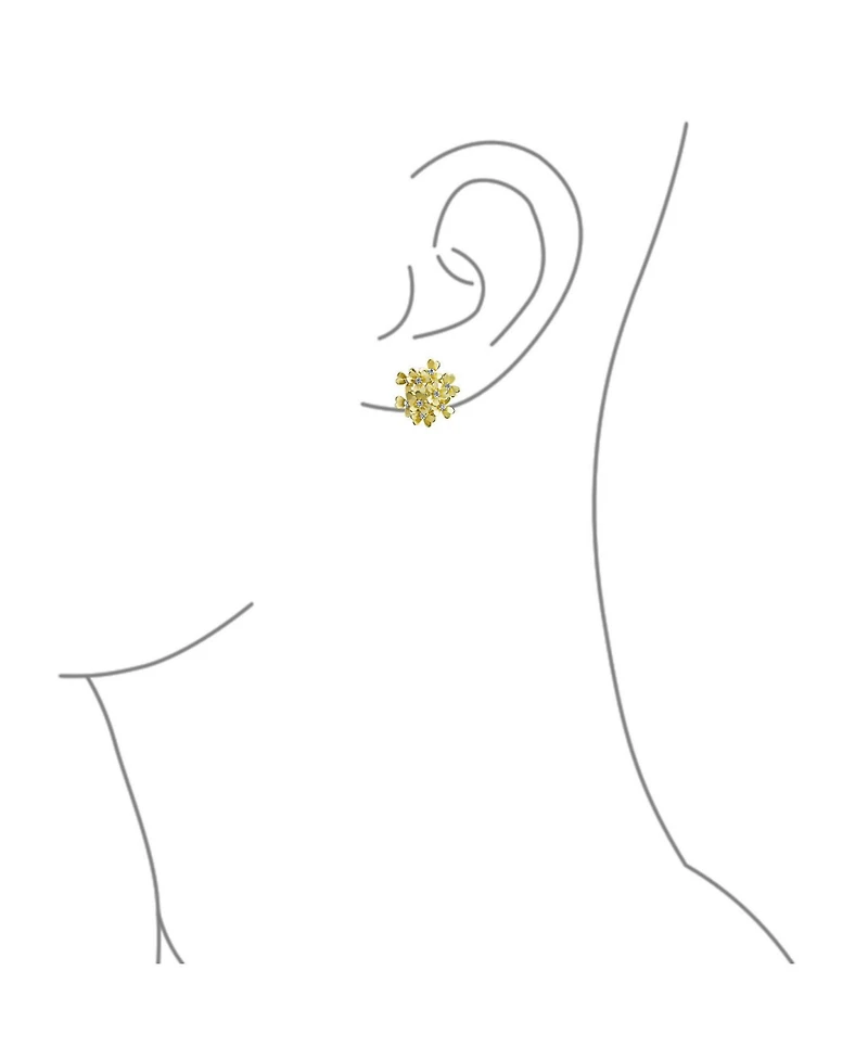 Bling Jewelry Bouquet Of Flower Cubic Zirconia Floral Cz Button Style Clip On Earrings Rose Gold Plated