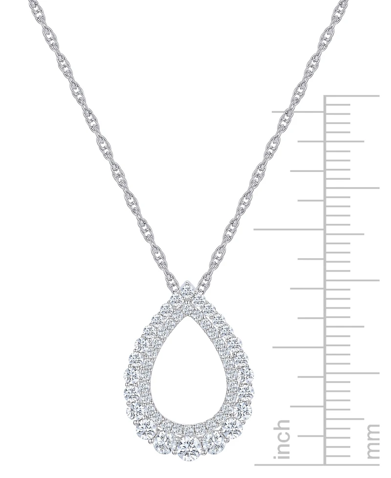 Diamond Open Teardrop Pendant Necklace (3/4 ct. t.w.) in 14k White Gold