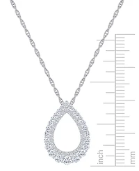 Diamond Open Teardrop Pendant Necklace (3/4 ct. t.w.) in 14k White Gold