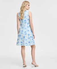 Jones New York Women's Gina V-Neck Trapeze Knee Length Dress
