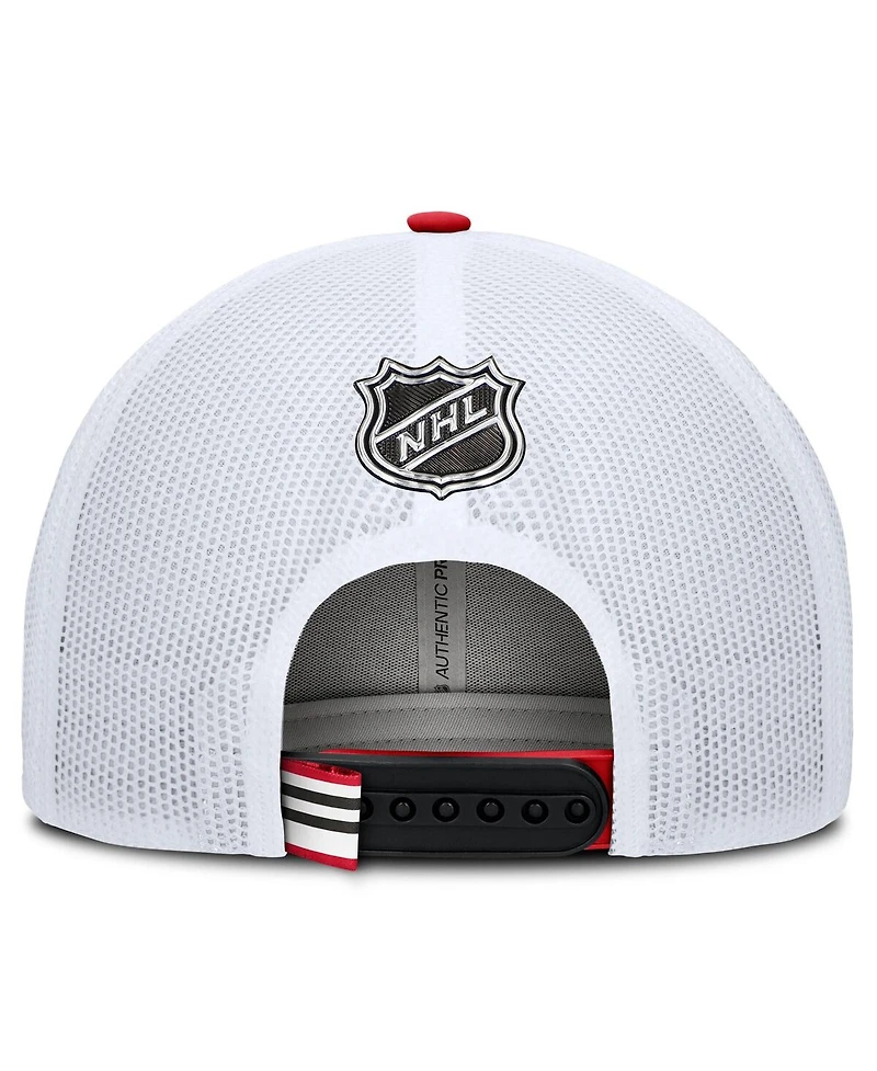 Fanatics Men's /White Chicago Blackhawks Authentic Pro Rink Trucker Hat