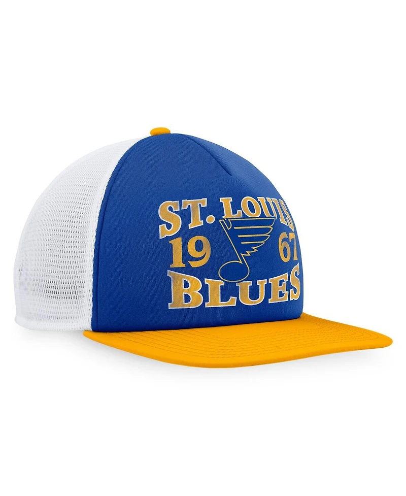 Fanatics Men's Blue/Gold St. Louis Blues Heritage Vintage Foam Front Trucker Snapback Hat