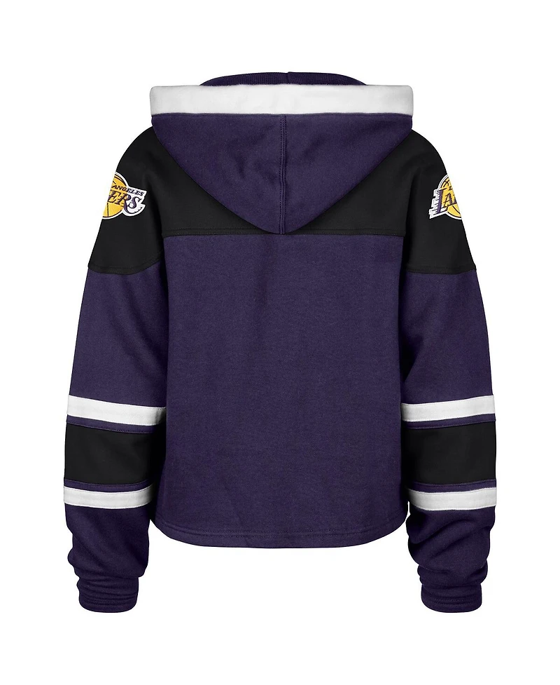 '47 Brand Women's Purple Los Angeles Lakers 2024/25 City Edition Superior Cropped Lace-Up Pullover Hoodie