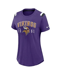 Nike Women's Heather Purple Minnesota Vikings Prime Logo Slub Fashion T-Shirt