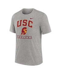 Nike Men's Heather Gray Usc Trojans Arch Over Logo Tri-Blend T-Shirt