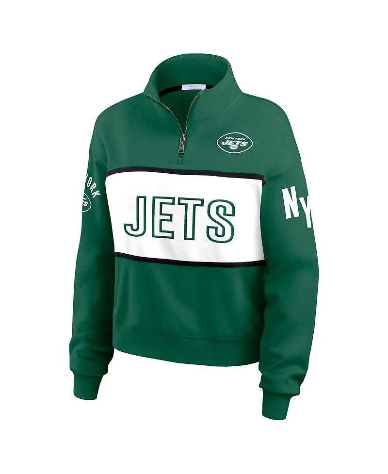 Wear by Erin Andrews Women's Green New York Jets Quarter-Zip Jacket