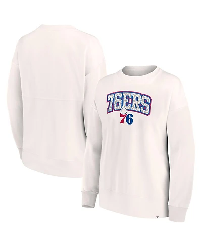 Fanatics Women's White Philadelphia 76ers Tonal Leopard Pullover Sweatshirt
