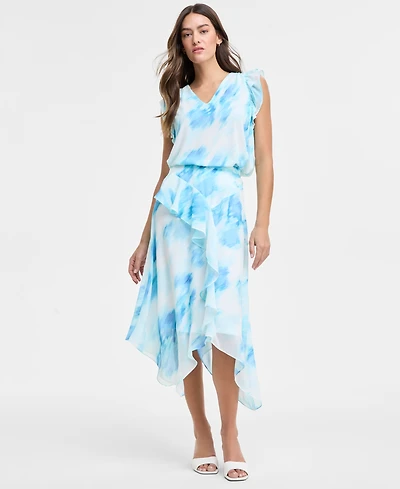 Jones New York Women's Ruffled Chiffon Bias-Cut Midi Skirt