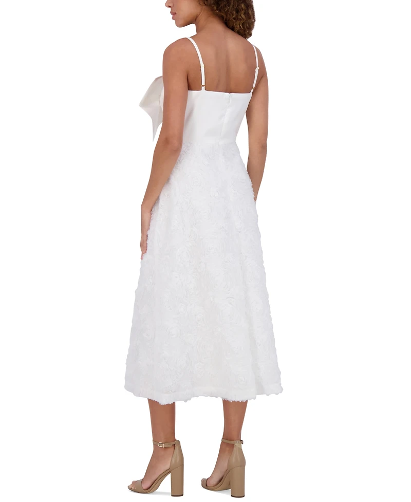 kensie Women's Large-Bow-Trim Sleeveless A-Line Dress