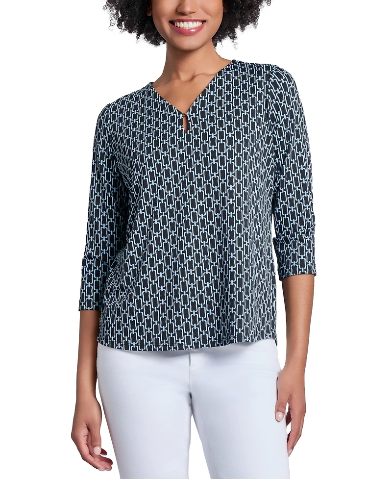 Jones New York Petite Printed 3/4-Sleeve Top