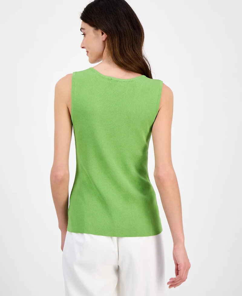 Tahari Asl Women's Fine-Rib Sleeveless V-Neck Sweater