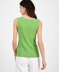 Tahari Asl Women's Fine-Rib Sleeveless V-Neck Sweater