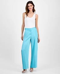 Tahari Asl Women's Satin Mid-Rise Wide-Leg Pants