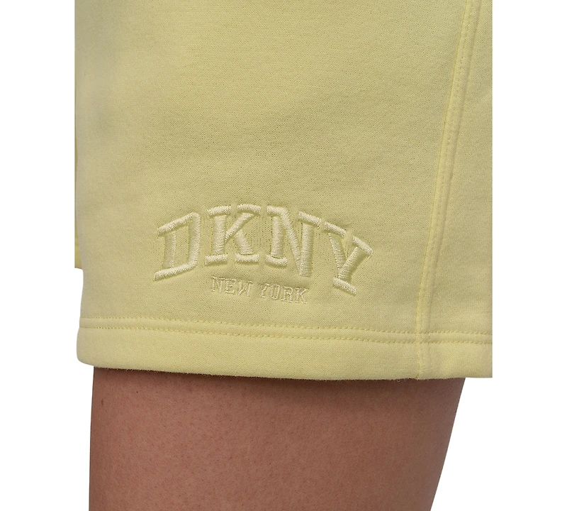 Dkny Sport Women's Varsity Embroidered Logo Smocked 4" Shorts