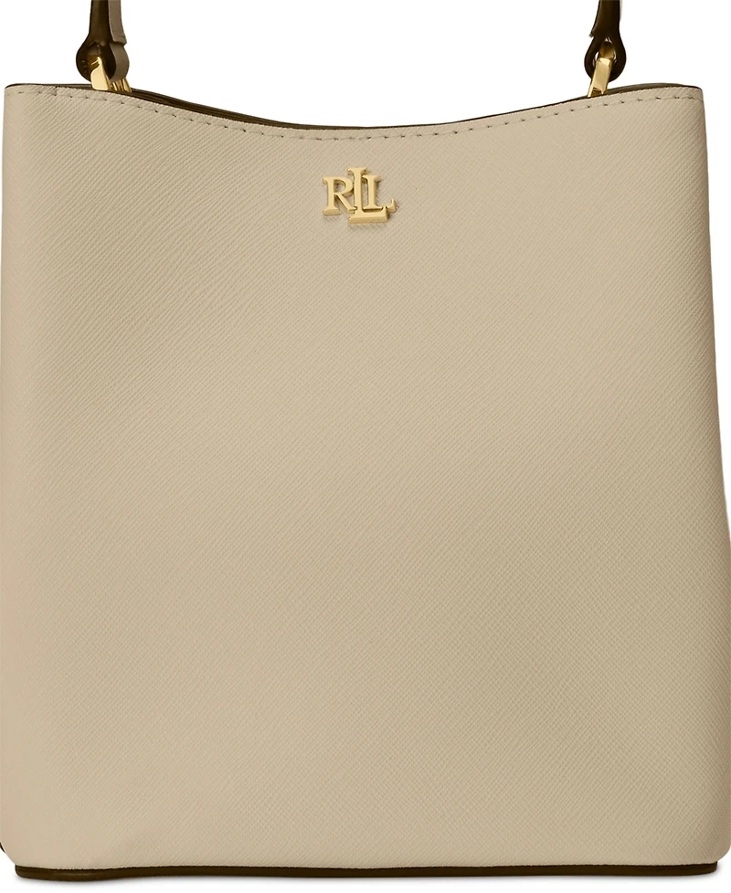 Lauren Ralph Crosshatch Leather Small Reese Bucket Bag