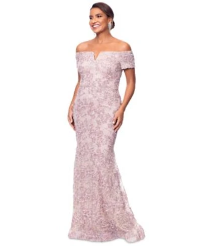 Xscape Womens Off The Shoulder Soutache Lace Gown