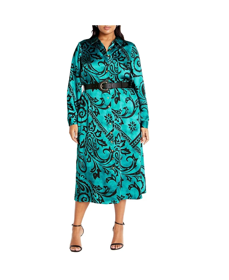 City Chic Plus Sienna Print Dress
