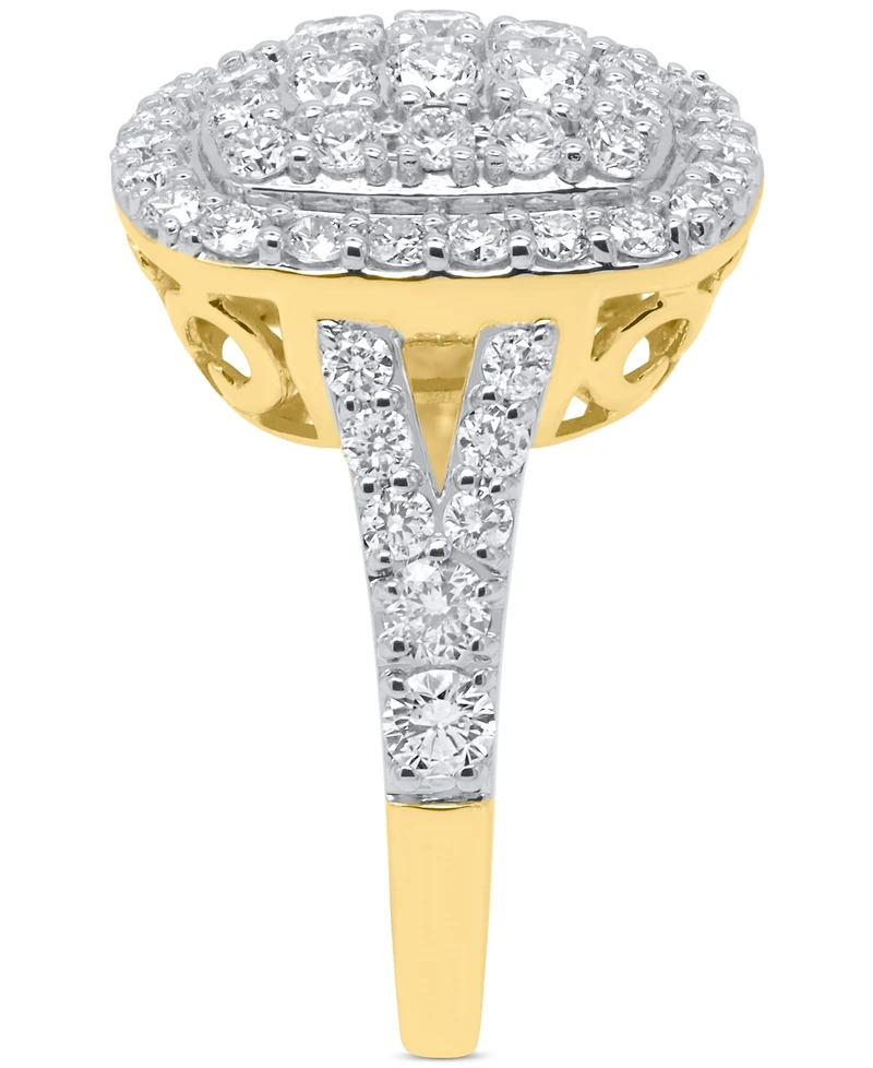 Forever Grown Diamonds Lab Diamond Halo Cluster Ring (2 ct. t.w.) Sterling Silver or 14K Gold-Plated