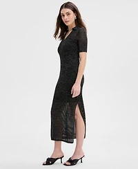 I.n.c. International Concepts Women's Pointelle Collared Sweater Dress, Exclusively at Macy's