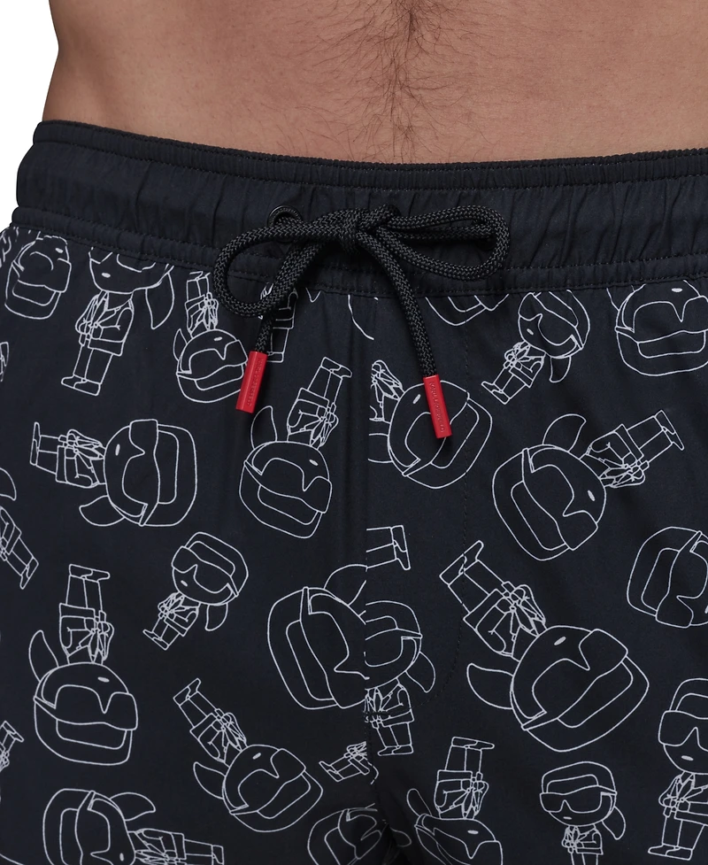 Karl Lagerfeld Paris Men's Regular-Fit Quick-Dry 5" Swim Trunks with Boxer Brief Liner