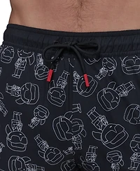 Karl Lagerfeld Paris Men's Regular-Fit Quick-Dry 5" Swim Trunks with Boxer Brief Liner