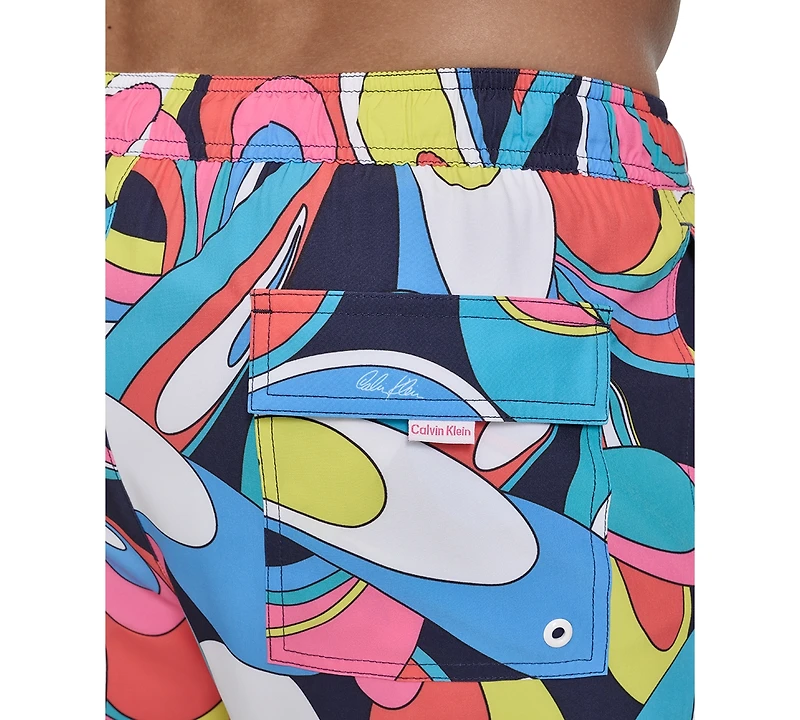Calvin Klein Men's Core Euro Regular-Fit Quick-Dry 5" Swim Trunks with Compression Short Liner