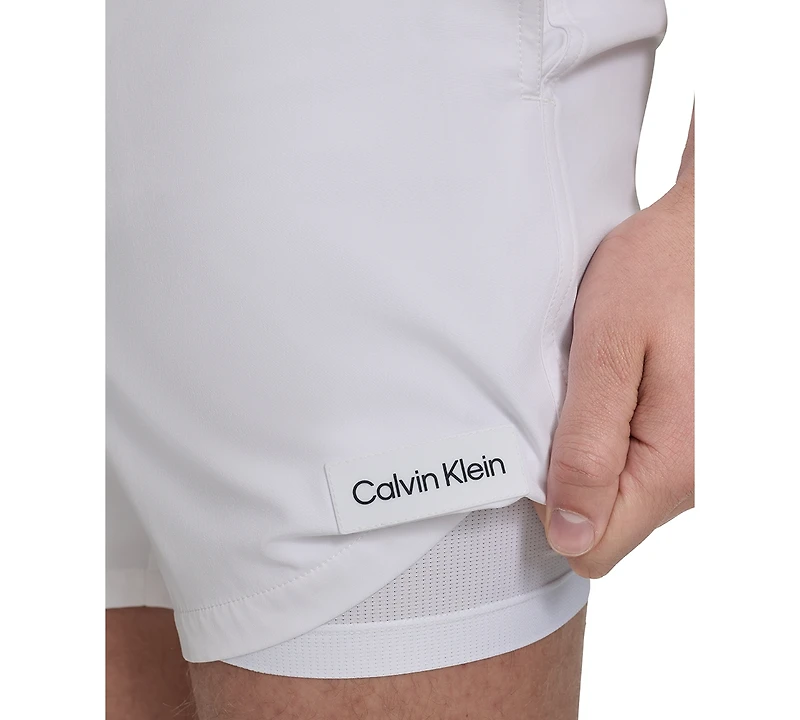 Calvin Klein Men's Core Euro Regular-Fit Quick-Dry 5" Swim Trunks with Compression Short Liner