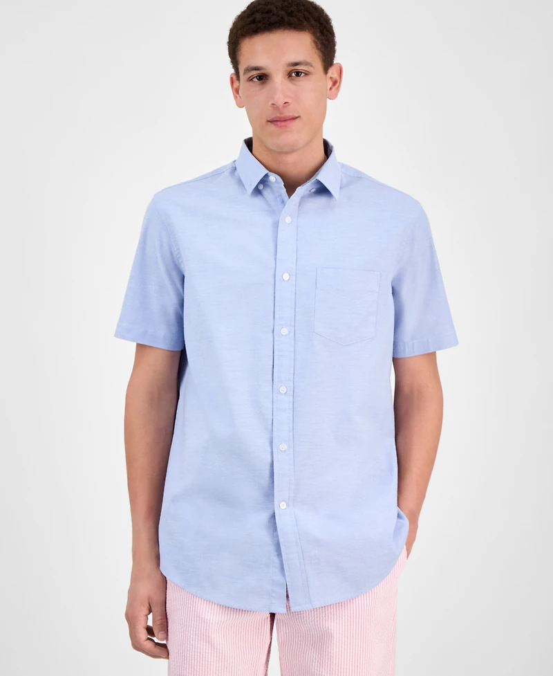 Club Room Men's Short Sleeve Button-Down Oxford Shirt, Created for Macy's
