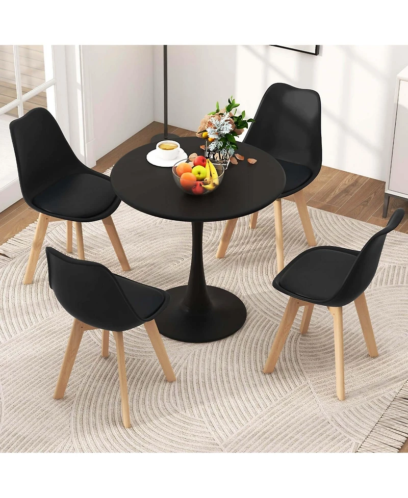 5 Pcs Dining Set Modern Round Dining Table 4 Chairs for Small Space Kitchen