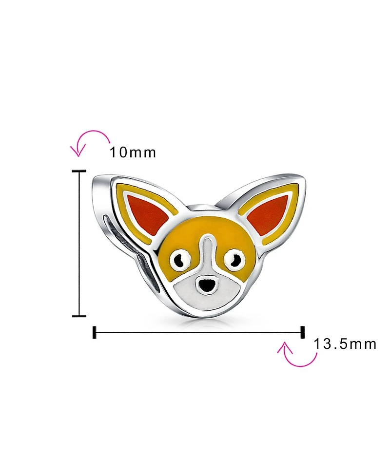 Bling Jewelry Chihuahua Puppy Dog Charm Bead Enamel Sterling Silver European Bracelet