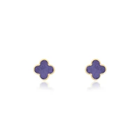 The Lovery Mini Amethyst Clover Stud Earrings 14K Gold