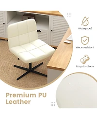 Upholstered Cross-Legged Office Chair with Oversized U-Shaped Seat Comfortable and Stylish Desk Chair
