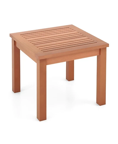 Square Outdoor Adirondack Side Table with Slatted Top for Patio or Garden Use