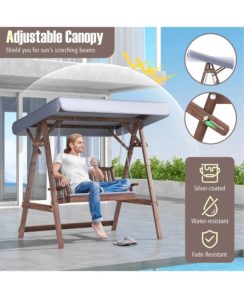 2-Person Porch Swing with Stand and Tilt Canopy Comfortable and Stylish Outdoor Seating for Two