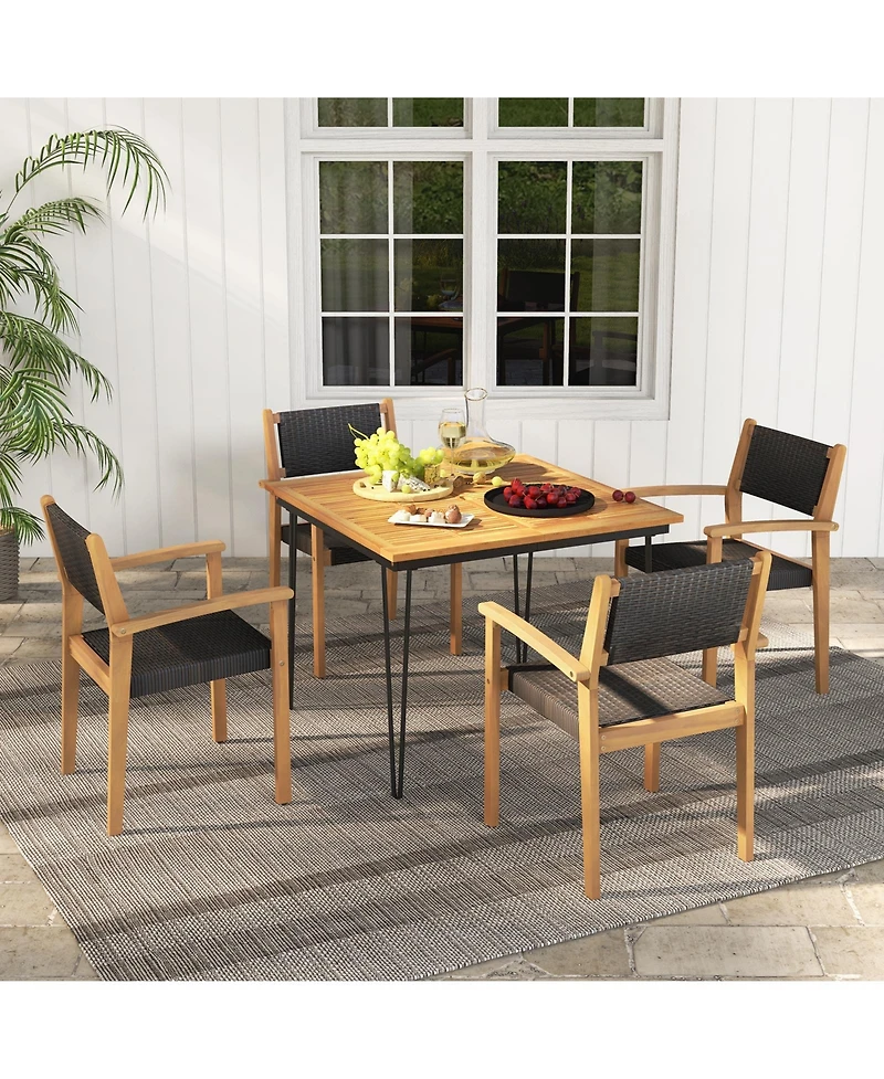 Set of 2 Stackable Outdoor Wicker Dining Chair