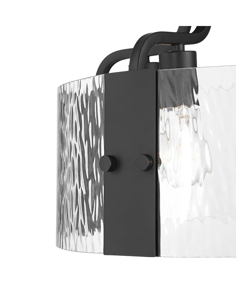 Possini Euro Design Hanniger 16 1/4" Modern 4-Light Semi Flush-Mount Ceiling Light Fixture Kitchen Foyer Round Black Finish Glass