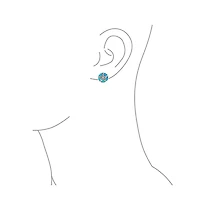 Bling Jewelry Nautical Starfish Stud Earrings with Blue Opal Inlay in Sterling Silver