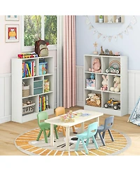 7-Cube Bookcase for Kids 41" Wooden Toy Storage Organizer Freestanding Bookshelf