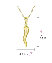 Bling Jewelry Simple Italian Chili Pepper Horn Amulet Pendant Necklace Gold Plated 18" Chain