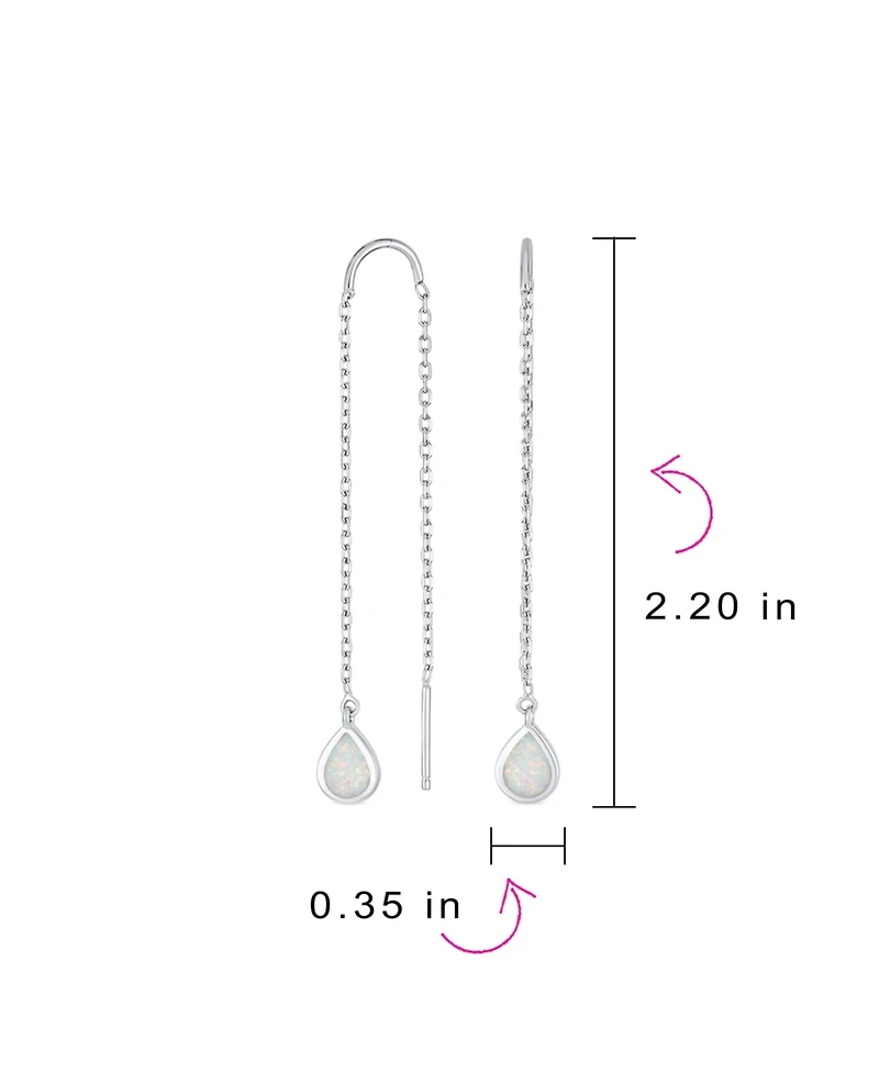 Bling Jewelry Pear Shaped Dangle Earrings with Opal Inlay on Sterling Silver Chain