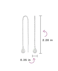 Bling Jewelry Pear Shaped Dangle Earrings with Opal Inlay on Sterling Silver Chain