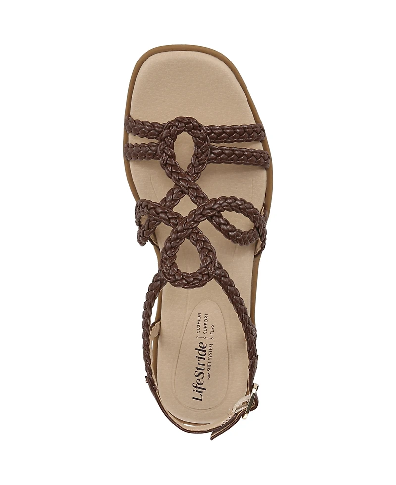 LifeStride Women's Reagan Open Square Toe Strappy Slingback Sandals