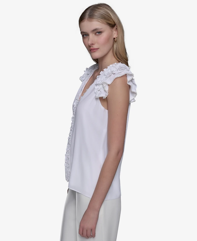 Karl Lagerfeld Paris Women's Ruffled Sleeveless Top