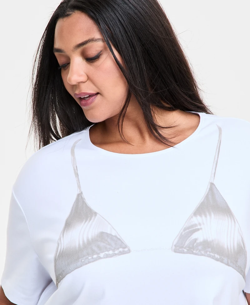 Bar Iii Trendy Plus Bikini-Graphic T-Shirt, Exclusively at Macy's