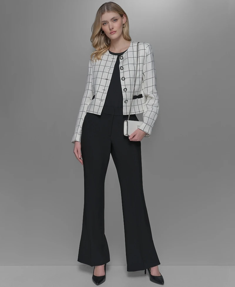 Karl Lagerfeld Paris Women's Windowpane-Print Jacket