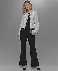 Karl Lagerfeld Paris Women's Windowpane-Print Jacket