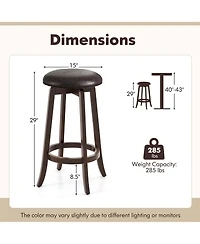 29" Counter Height Stools Set of with 360° Swivel Round Seat & Footrest